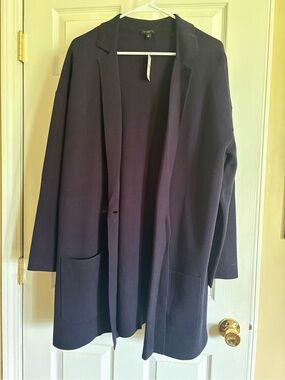 Talbots Women's Open-Front Long Knit  Sweater Jacket in Dark Navy 2X NWT